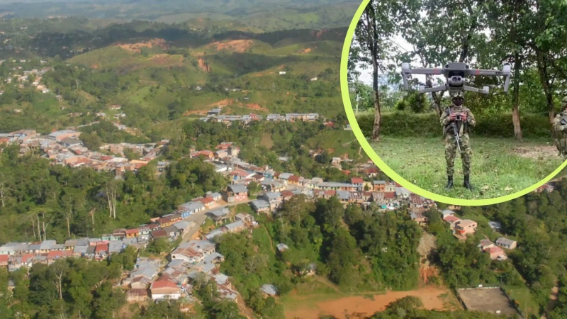 Segovia, Norte del Antioquia, donde un dron cargado de explosivos cayó sobre una vivienda. Foto: cortesía.