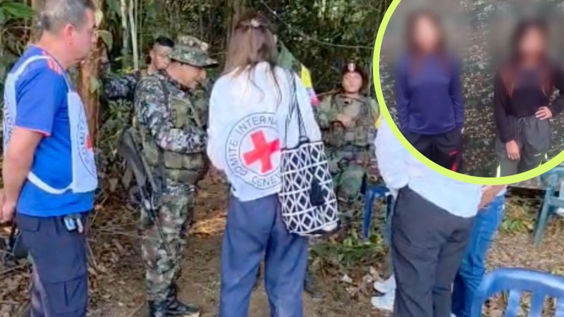 Equipos médicos evaluaron a las menores tras su liberación. Foto: tomada de Radio Nacional de Colombia. Yank Cristoffer Ramírez Celi.