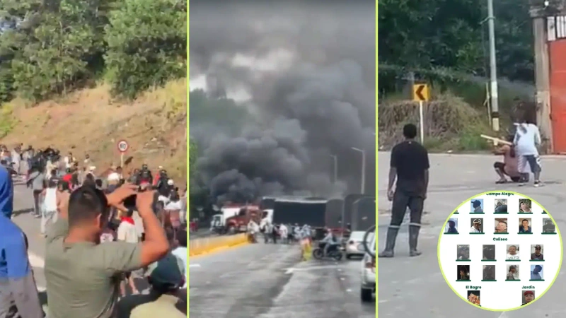 Los manifestantes, además de quemar camiones y bloquear vías, atacan a la fuerza pública. Foto: Redes sociales