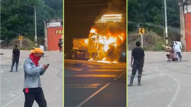 A la quema de motos y camiones, se suman bloqueos de vías y enfrentamientos entre manifestantes y la fuerza pública. Foto: cortesía.