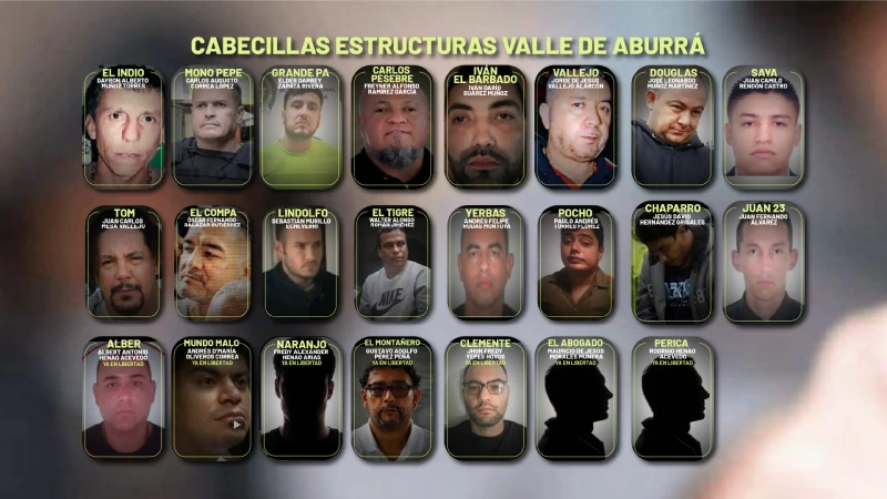 Conozca quiénes son los 23 cabecillas del Valle de Aburrá, sus delitos, condenas y quiénes están en libertad. Foto: Cortesía.