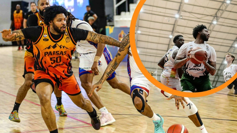 Jugadores de Paisas Basketball durante partido de la Liga de Baloncesto Profesional 2026-I en Colombia, equipo de Medellín que inició la temporada con tres victorias en cuatro juegos. Foto cortesía: La Patria.