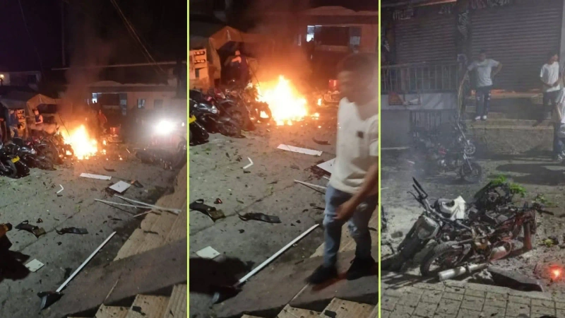 Atentado con explosivo en Briceño dejó nueve personas heridas, entre ellos dos policías. Foto: cortesía.