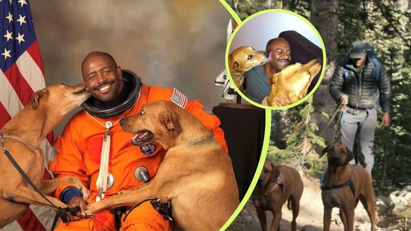 Conozca la historia del astronauta que posó con sus perros para la foto oficial de la NASA. Fotos tomadas de: Infobae/NASA.