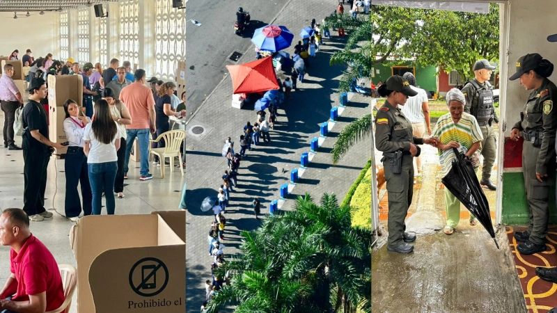 Las urnas estarán abiertas hasta las 4:00 de la tarde. Fotos: cortesía Alcaldía de Medellín y Policía Metropolitana del Valle de Aburrá, Meval