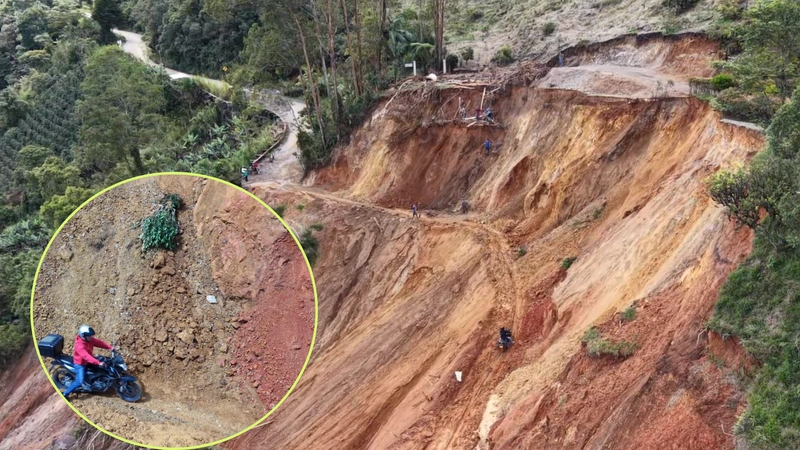 Un derrumbe mantiene incomunicado el Suroeste antioqueño desde hace más de un mes. Foto: cortesía