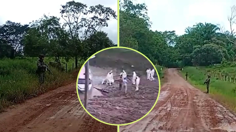 El Ejército y la Armada Nacional apoyan a la comisión humanitaria para la extracción de los 48 cuerpos de los disidentes muertos en San José del Guaviare. Fotos: Cortesía