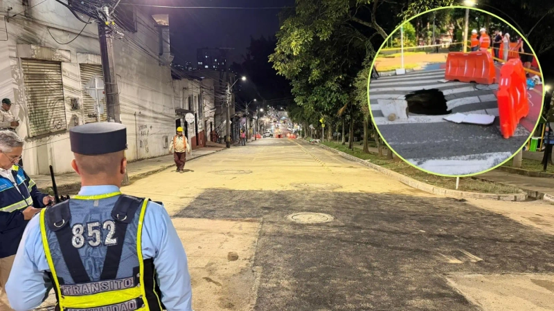 La situación llevó al cierre preventivo de la vía entre los barrios Los Ángeles y Boston, cerca del parque Obrero. Foto: cortesía