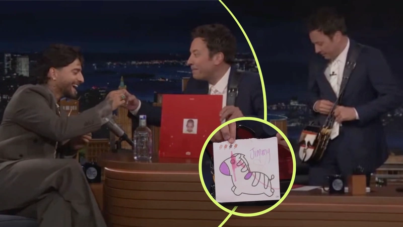 Maluma estuvo en The Tonight Show Starring Jimmy Fallon. Capturas de pantalla de video de redes sociales.