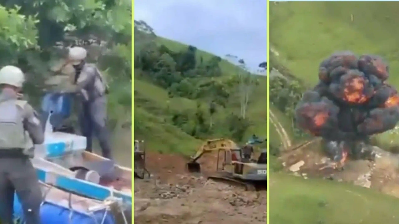 Las autoridades calcularon en cerca de $420 millones el valor de la maquinaria destruida. Fotos: capturas de video