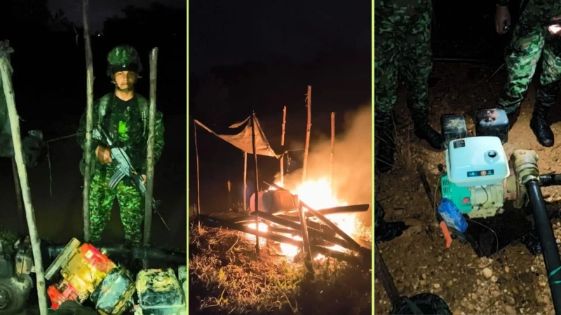 El Ejército ejecutó la operación durante la noche para reducir el riesgo de ataques por parte de integrantes de grupos armados ilegales. Fotos: cortesía