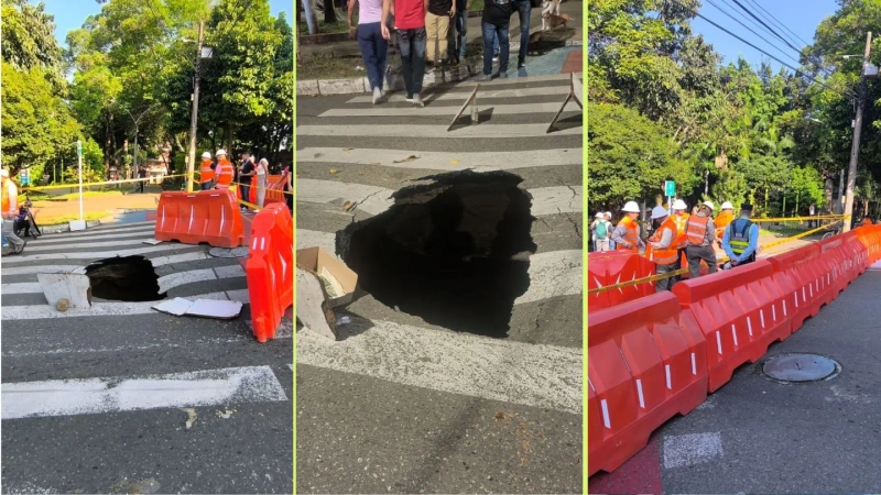 La emergencia se originó por la ruptura de una red de alcantarillado de Empresas Públicas de Medellín, EPM. Fotos: cortesía