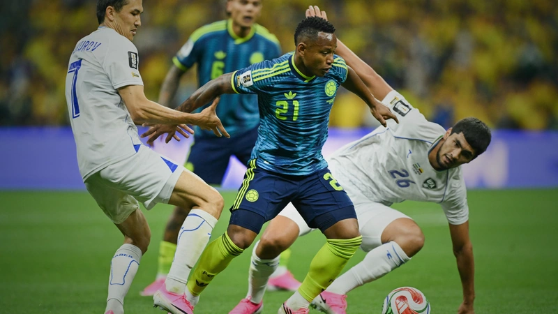 La selección Colombia derrota 3-1 a Uzbekistán en la primera jornada de la fase de grupos del Mundial 2026 y es líder del grupo K. Foto: AFP.
