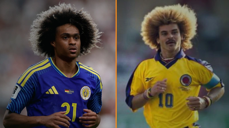 El curazaleño Tahith Chong rinde homenaje al Pibe Valderrama en publicación en redes sociales. Foto: AFP & tomada de redes @tahithchong