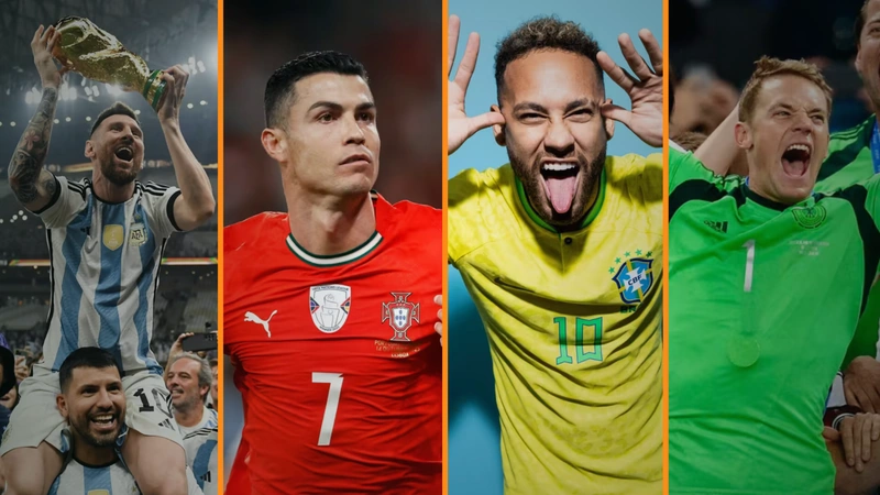 Lionel Messi, Cristiano Ronaldo, Neymar y Manuel Neuer. Fotos: FIFA.
