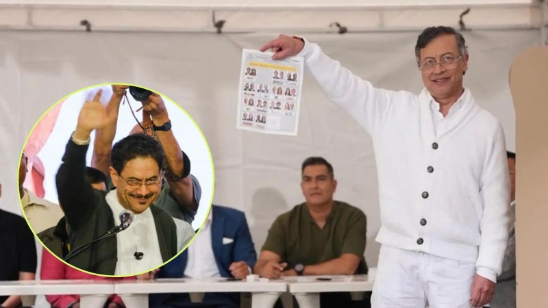 El presidente Gustavo Petro hizo visible su respaldo al candidato del Pacto Histórico al mostrar públicamente su voto en la primera vuelta presidencial. Foto: cortesía