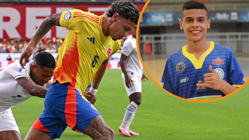 Richard Ríos debutó en la cita orbital en el primer partido de Colombia ante Catar. Tomado de CONMEBOL y screenshot.