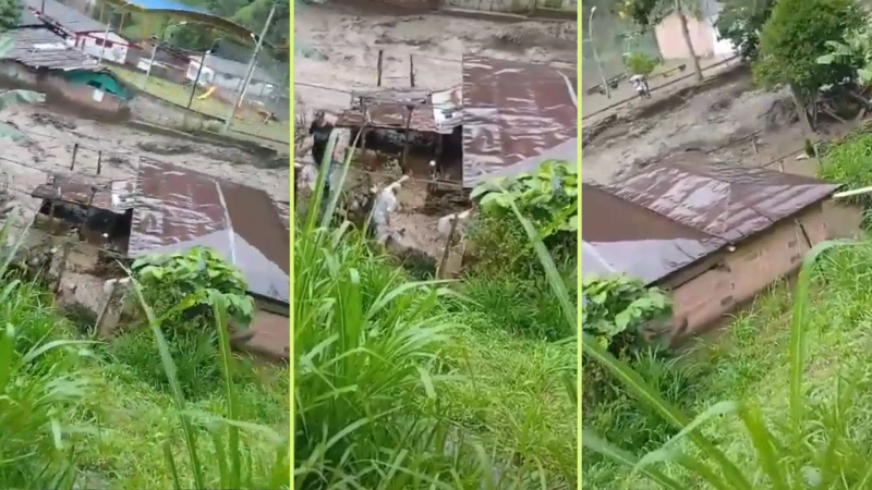 La emergencia inundó la iglesia del corregimiento Santa Inés y causó daños en varias estructuras cercanas al afluente. Foto: capturas de video
