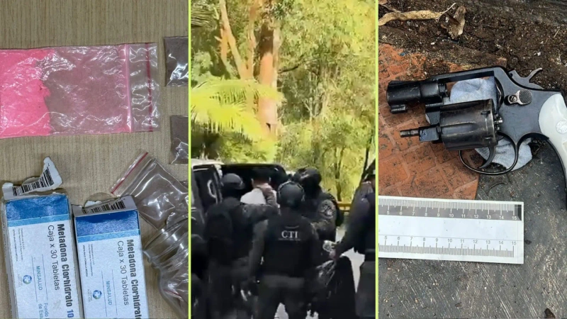 Entre los detenidos figura Iván Darío Murillo López, alias ‘Iván’, identificado como el supuesto cabecilla de la estructura. Fotos: cortesía Alcaldía de Medellín
