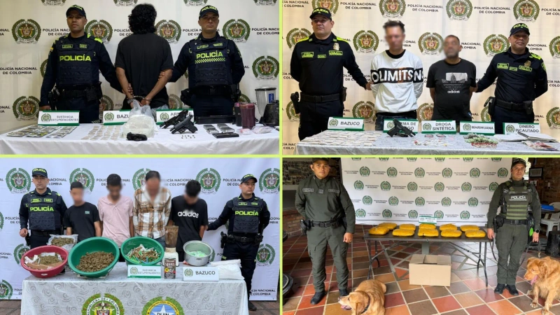 Según la Policía y la Alcaldía, con este operativo se afectaron varias estructuras criminales. Fotos: cortesía Policía Metropolitana del Valle de Aburrá