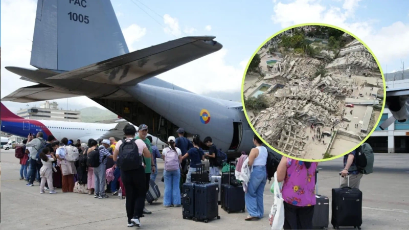 Un nuevo vuelo de la Fuerza Aeroespacial Colombiana, FAC, regresó al país con 47 connacionales que solicitaron apoyo para retornar después de los terremotos. Foto: cortesía