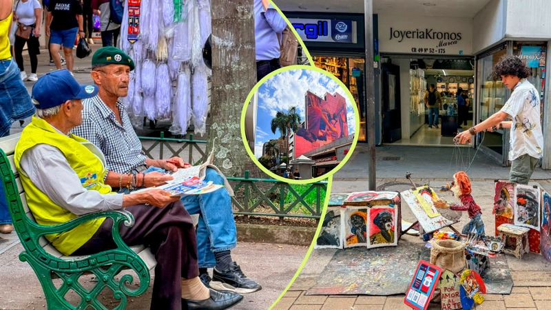 Junín, ese corredor donde el comercio, las vitrinas, los cafés, los artistas callejeros y los edificios antiguos siguen contando parte de la historia cotidiana de la ciudad. Fotos: Alcaldía de Medellín