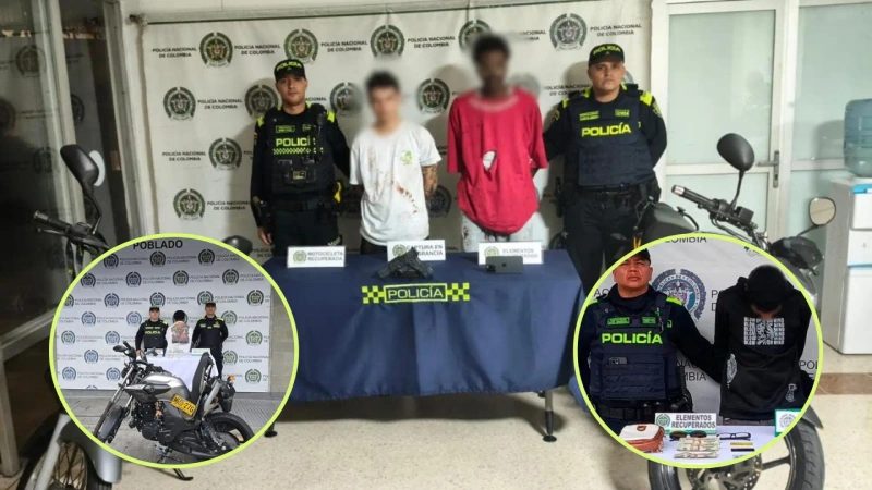 Los capturados quedaron a disposición de la Fiscalía. Fotos: cortesía Policía Metropolitana del Valle de Aburrá