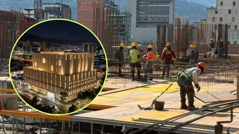El C5i, con un avance del 25 %, será un edificio inteligente desde donde se administrará la seguridad de Medellín. Foto: Cortesía