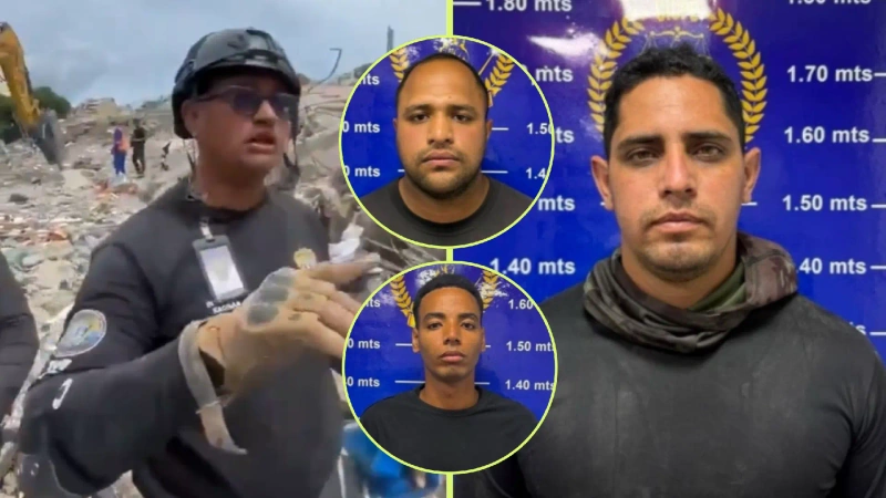 Estos son los cuatro agentes de Cuerpo de Investigaciones Científicas, Penales y Criminalísticas de Venezuela. Los acusan de robar dinero en medio de la targedia. Fotos: Redes sociales