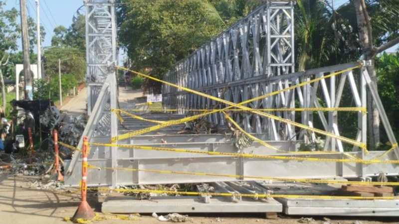 Por ahora, el Invías no anunció una nueva fecha para la habilitación del puente provisional sobre el río San Juan. Foto: cortesía Invías