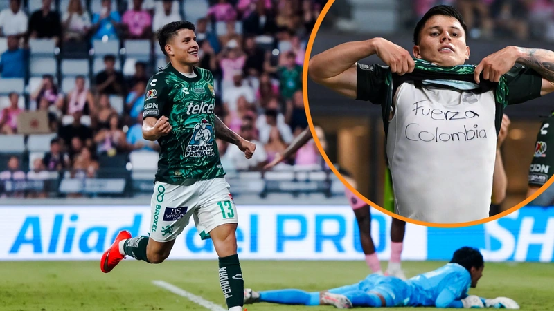 Daniel Arcila ha marcado nueve tantos desde su llegada al equipo mexicano en el 2025. Fotos: Club León y Win Sports.