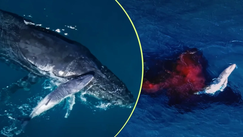 Así fue el nacimiento de la cría de ballena jorobada. Capturas de pantalla de IG/@forrestfov.