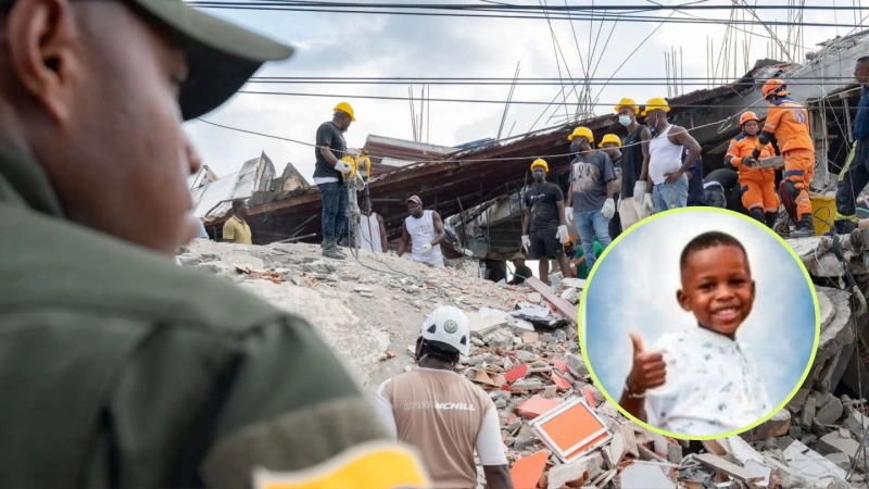 El menor permanecía dentro de una edificación que colapsó en Quibdó tras el fuerte movimiento telúrico. Fotos: cortesía