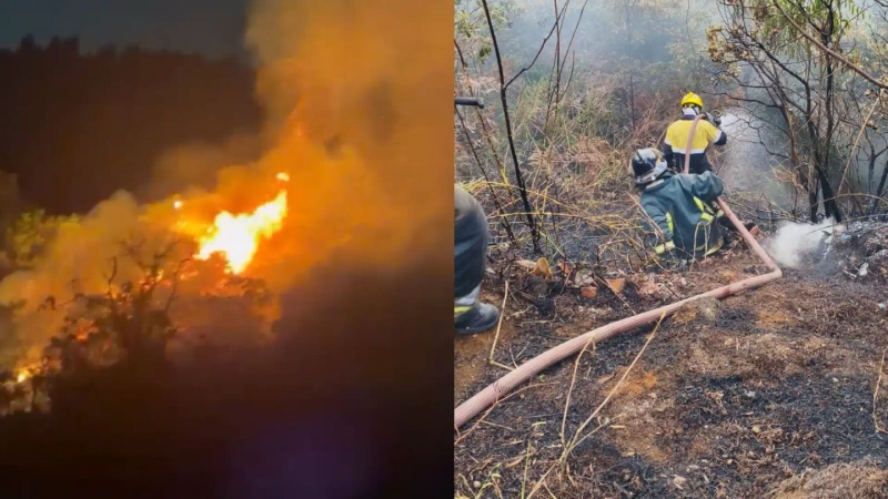 En el sitio se encuentra nuevamente el Cuerpo de Bomberos de Bello. Fotos: cortesía Alcaldía de Bello