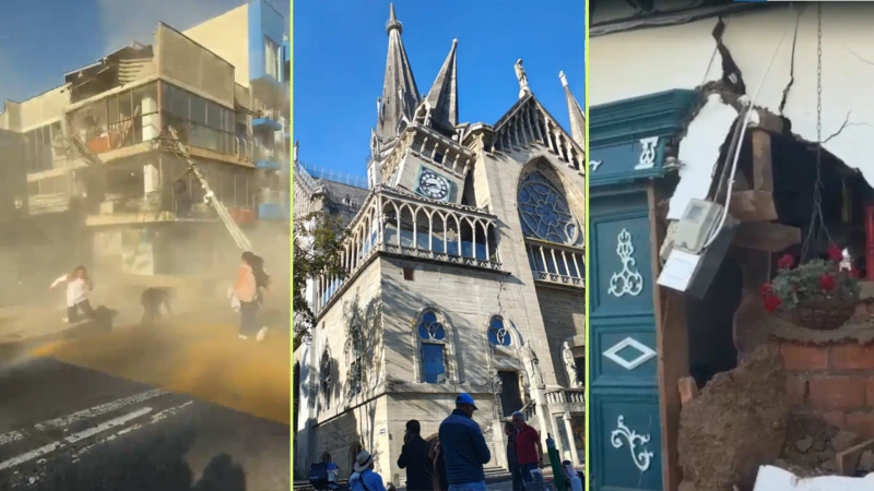 En Manizales, Pereira y en Jardín, Antioquia, se registraraon daños en edificios. Fotos: Redes sociales