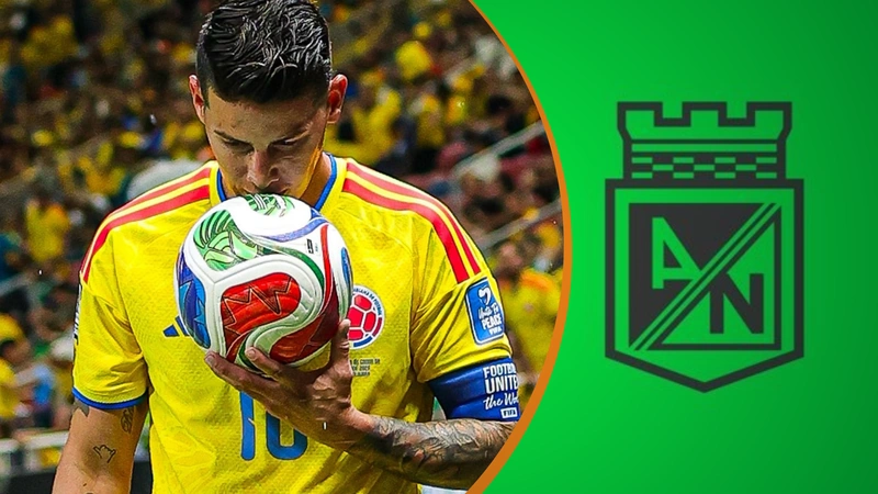 Atlético Nacional sería el equipo número 14 en la carrera de James Rodríguez. Tomado de @jamesdrodriguez y @nacionaloficial.