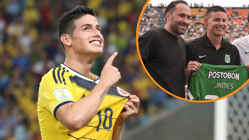 James Rodríguez viajará con Atlético Nacional a Bogotá para enfrentar a Internacional. Tomado de CONMEBOL y @nacionaloficial.