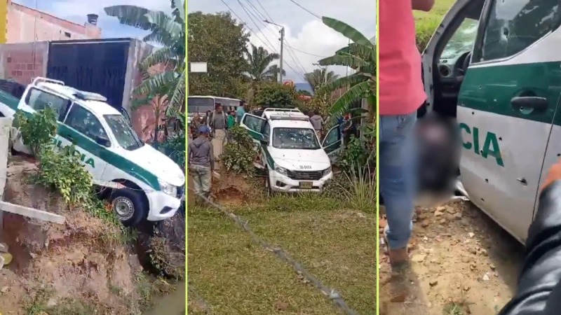 El intendente César Augusto Rodríguez Nieves y el uniformado Brayan Stiven Lizarazo Torres murieron en un ataque armado en Ábrego, Norte de Santander. Fotos: tomadas de redes sociales
