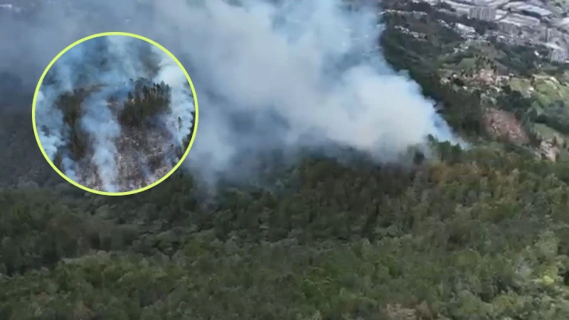 El incendio es atendido por varios cuerpos de bomberos del Valle de Aburrá. Fotos: cortesía Gobernación de Antioquia