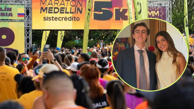 El alcalde Federico Gutiérrez confirmó que Juliana Ávila tenía una relación con Julián Restrepo Céspedes, hijo del vicepresidente José Manuel Restrepo. Foto: @maratonmedellin y tomada de redes sociales