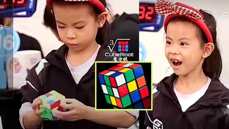 Conoce el nuevo récord femenino de Rubik. Capturas de pantalla del video de IG /@DW_Espanol.
