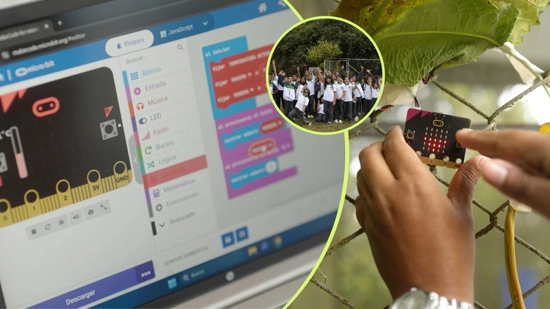 Estudiantes de la Escuela Rural de Santa Elena crearon un mariposario con sensores para aprender sobre biodiversidad y tecnología. Fotos: Secretaría de Educación Medellín.