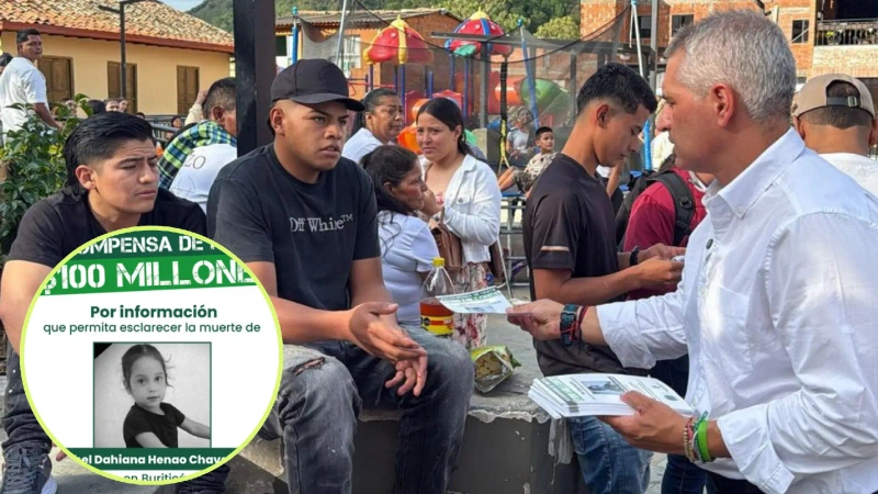 El gobernador de Andrés Julián Rendón Cardona, repartió personalmente volantes donde se ofrece una recompensa de $100 millones por información que permita esclarecer la muerte de la menor. Foto: Cortesía