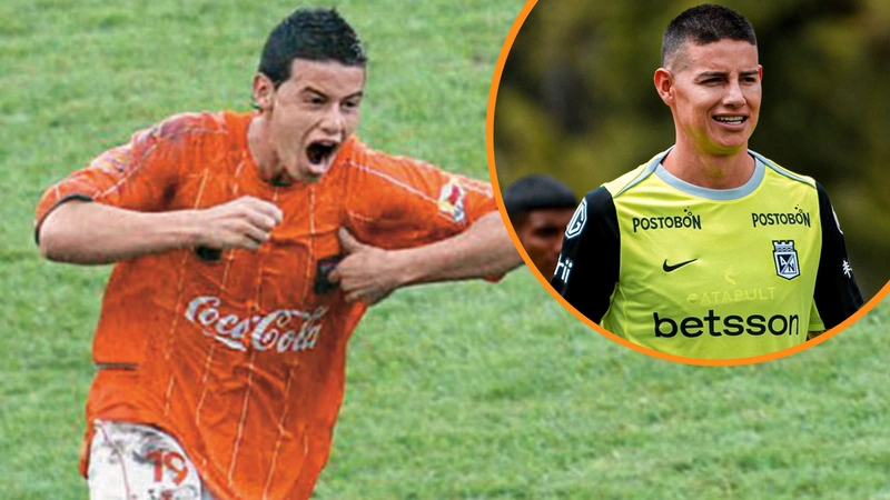 En su primer paso por el fútbol colombiano James Rodríguez disputó 30 partidos y marcó nueve goles en la 'cantera de héroes'. Tomado de Envigado y Atlético Nacional.