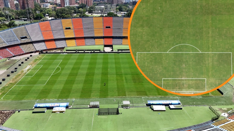 Así luce actualmente el gramado del estadio Atanasio Girardot. Cortesía: Alcaldía de Medellín.