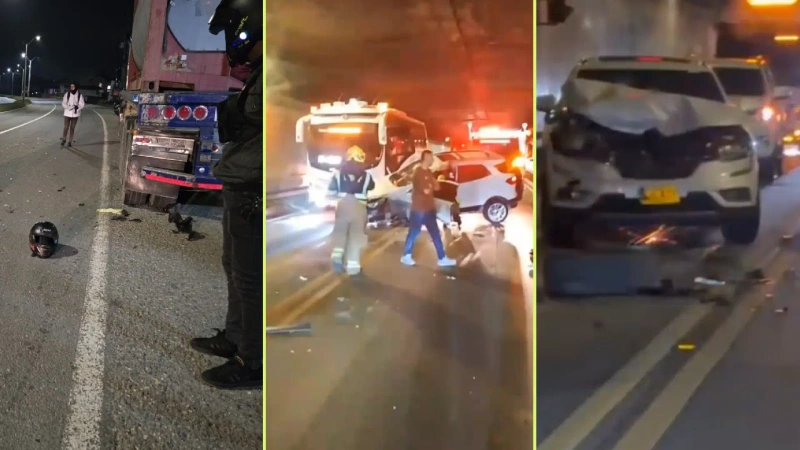 El accidente en el Túnel de Oriente provocó el volcamiento de una camioneta y el cierre total del corredor por más de una hora. Foto: cortesía Denuncias Antioquia