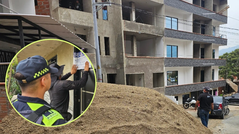 Diez edificaciones fueron selladas en el sector El Mirador, en Bello, por incumplir las normas urbanísticas y no contar con los permisos requeridos. Foto: cortesía Alcaldía de Bello