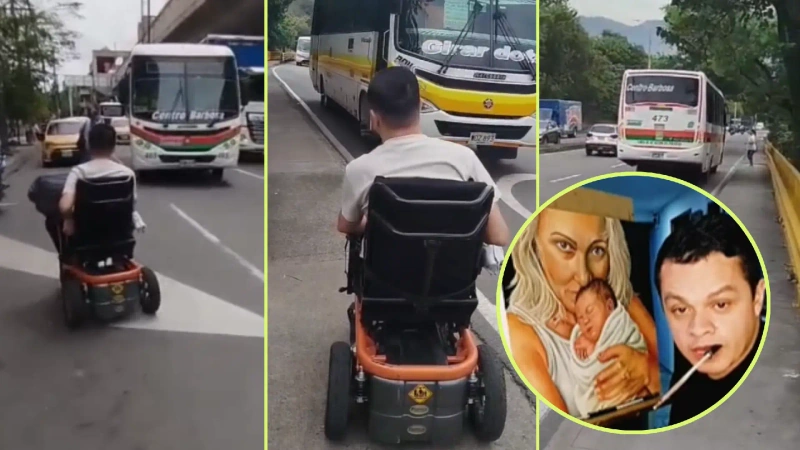 Fabián Alberto Taborda denuncia las dificultades que enfrenta para movilizarse en transporte público por Medellín debido a su condición de movilidad reducida. Fotos y video: @fabin.taborda6 y cortesía Denuncias Antioquia