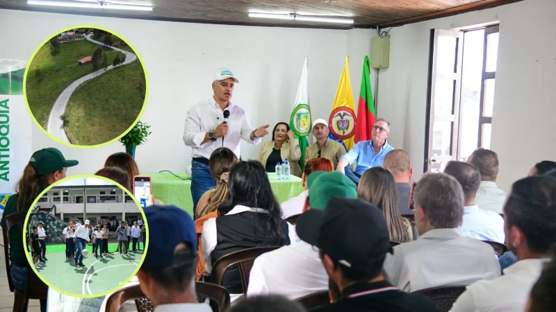 También fue entregada una placa polideportiva financiada con recursos de la Tasa de Seguridad. Fotos: cortesía Gobernación de Antioquia