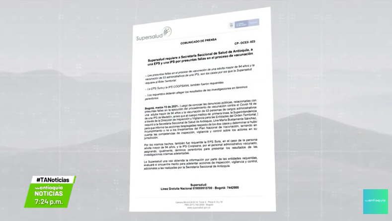 Supersalud abre investigación en Antioquia